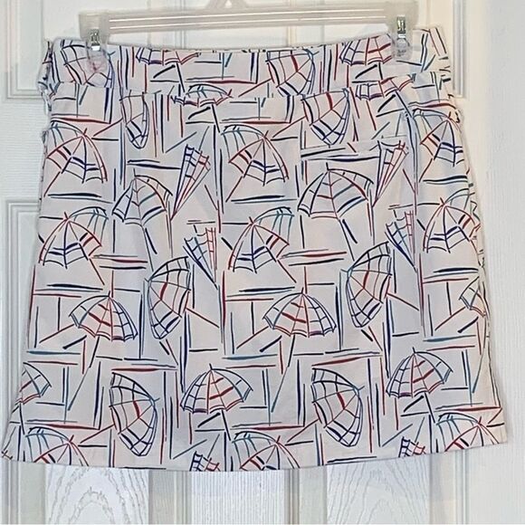 Izod Golf Umbrella Print Skort Size 8 White Red Blue Activewear - Picture 12 of 12